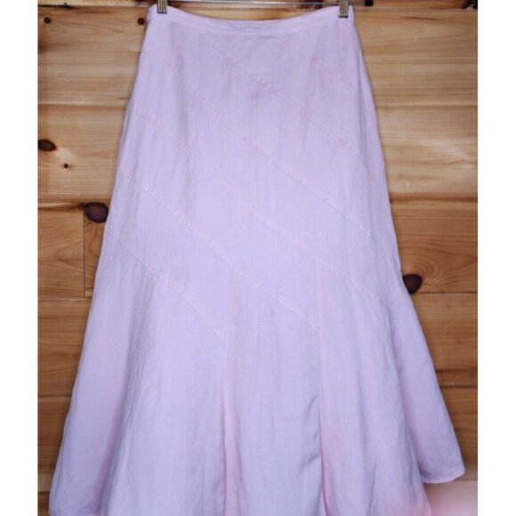 Appraisal Skirt Flare Linen blend Size 5 Pink Below-Knee Career Church modest - Picture 10 of 11